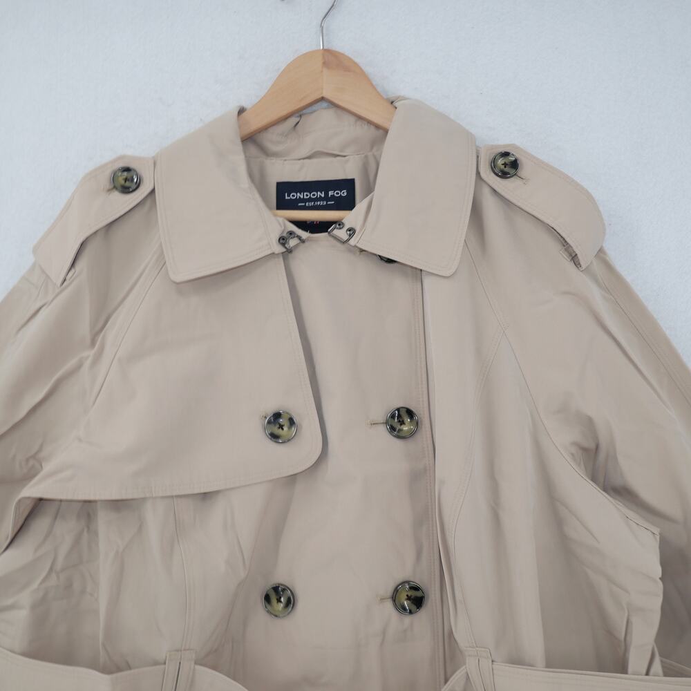 NEW London Fog Women's 2X Double Breasted Trench Coat  Rain Coat Stone Tan - Picture 5 of 16